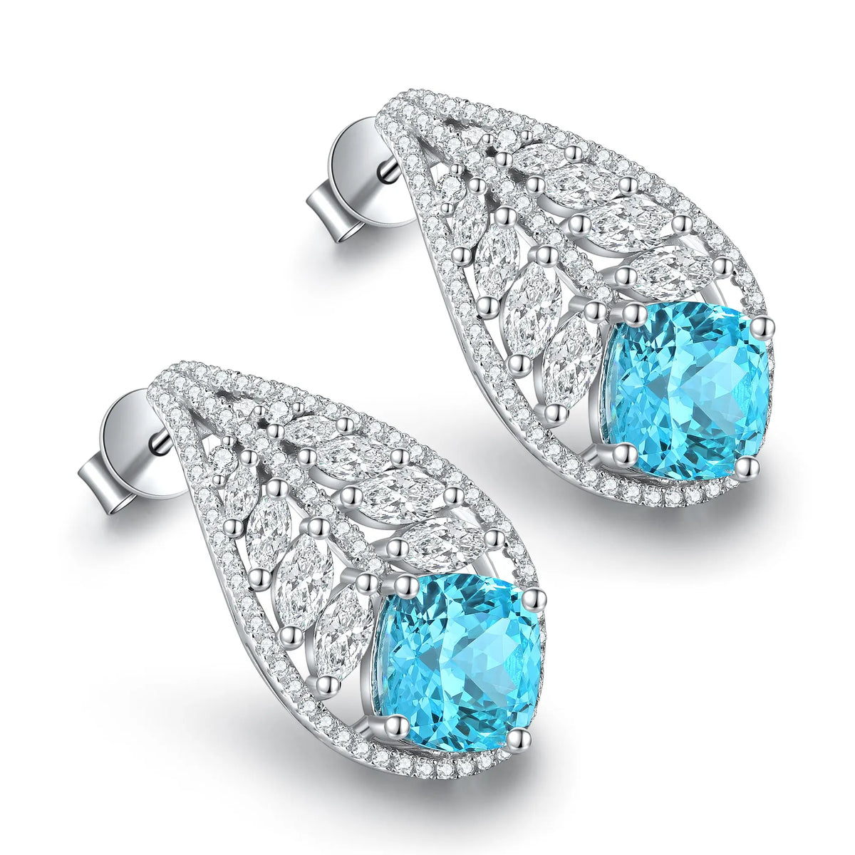 Gemfiori Anster High Quality S925 Lab Grown Paraiba Earring Stud Dainty Gemstone Stud Earrings for Women Daily Wear Gift