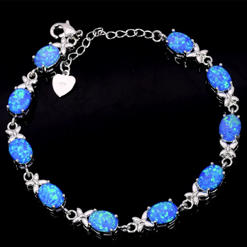 New Arrival Geometric Brass Silver Plated Christian Opal Women's Trendy Bracelet Bulk for Daily Wear