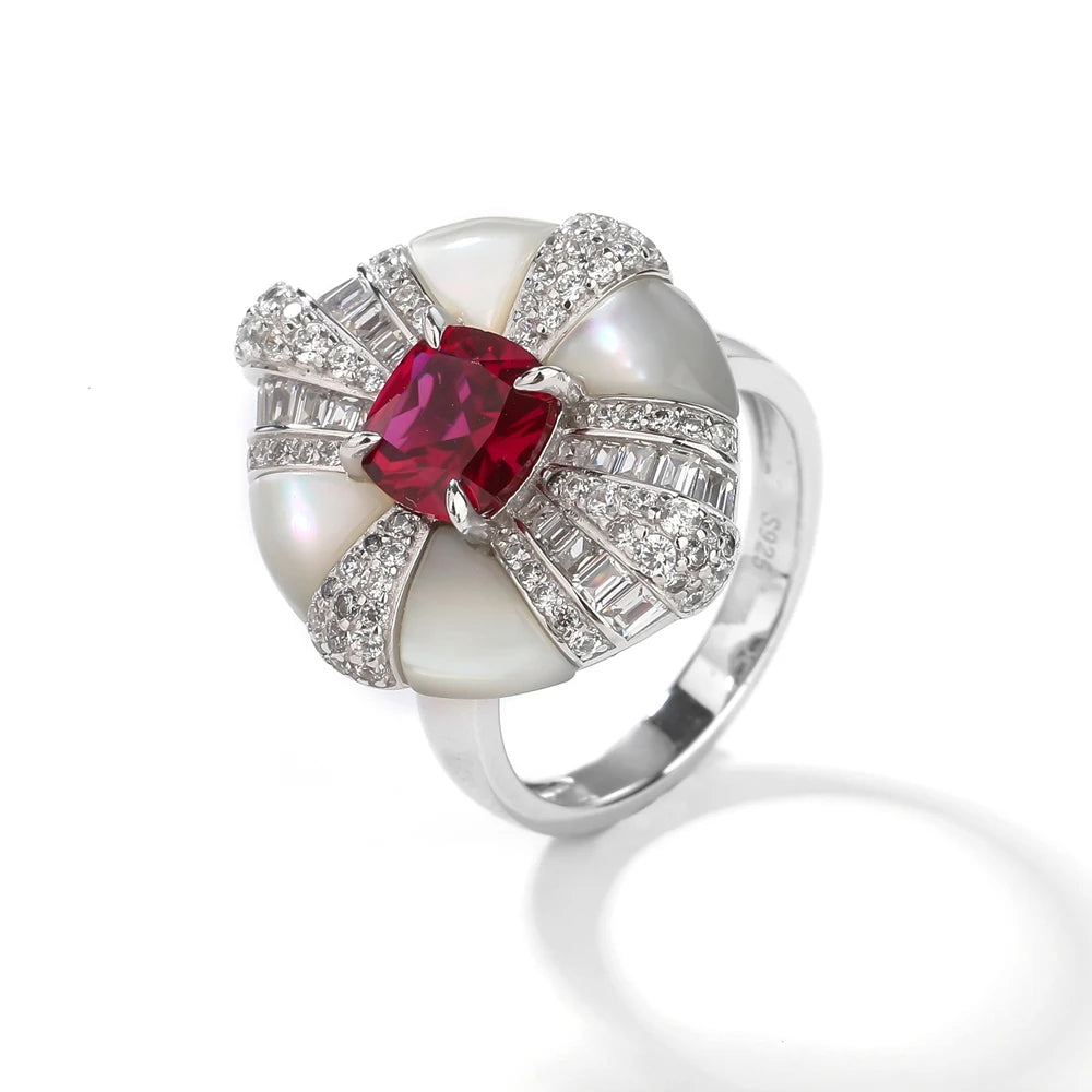 MuShan Jewelry Factory S925 Sterling Silver Ring Electroplated White Gold HighCarbon Diamond Ring Unique and HighEnd Female Ring