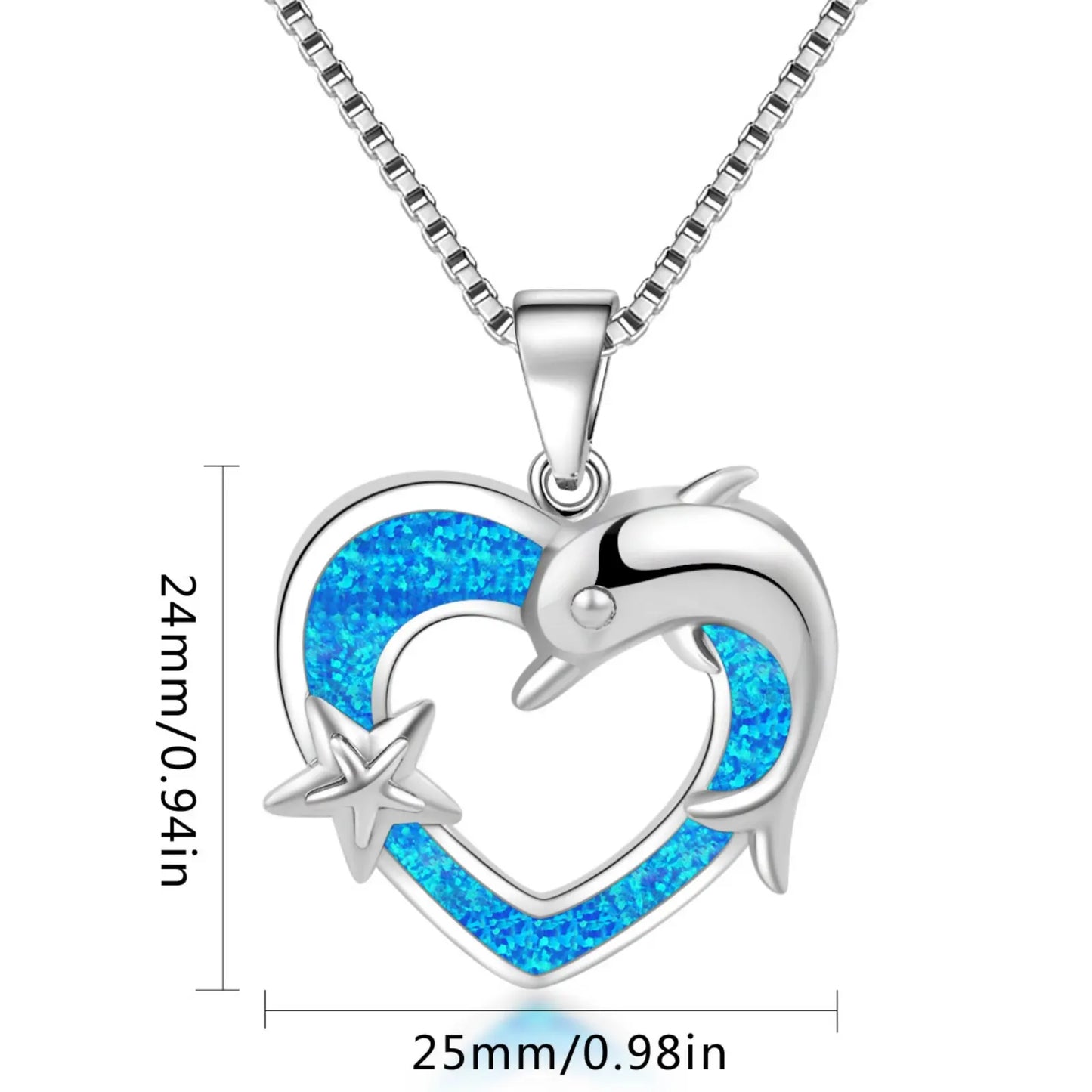 TikTok Viral Dolphin Heart Opal Necklace | Blue Ocean Jewelry - Ins Trendy Bulk Supply