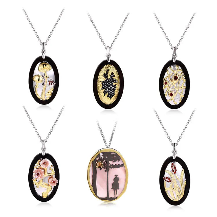 PERFECT New Designs Jewelry Fashion Pink Mop Stone 925 Sterling Silver 18K Gold Plated Windmill Pendant Women's Unisex