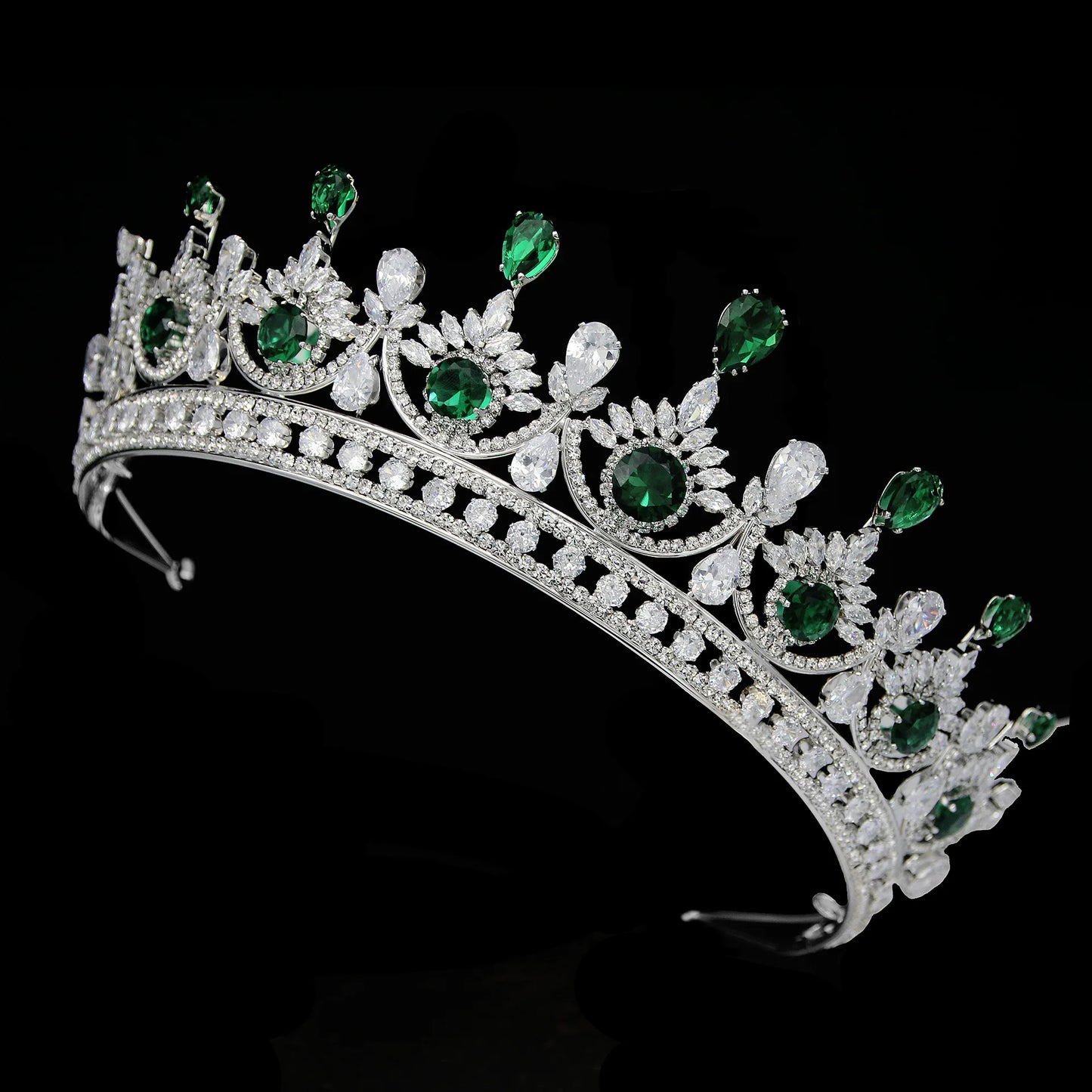 Elegant Luxurious Cubic Zircon Crown Hair Accessory Women's Headdress and Statement Headpiece for Bride Wedding and Pageants