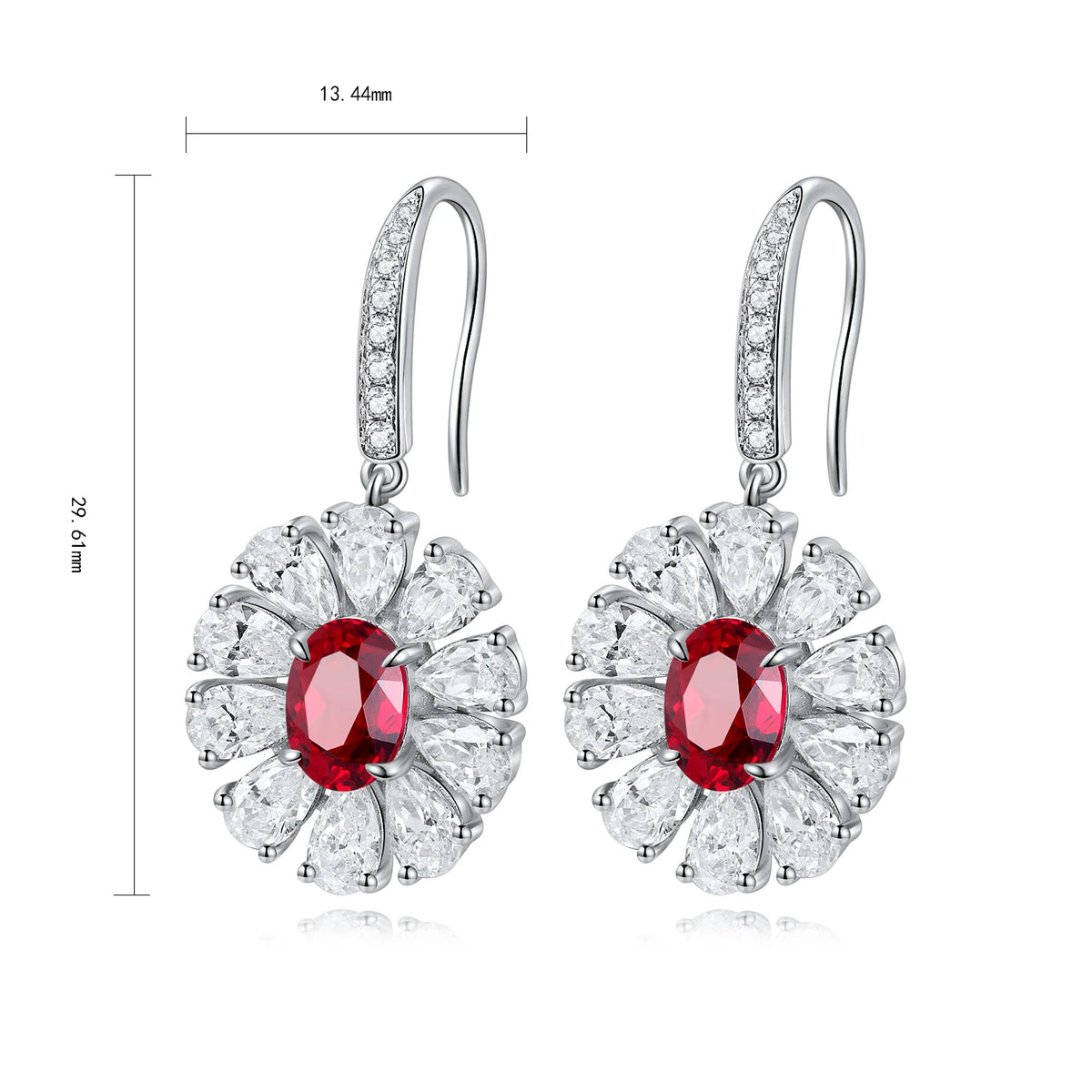 Gemfiori Anster High Quality S925 Lab Grown Ruby Earring Stud Dainty Gemstone Stud Earrings for Women Daily Wear Gift