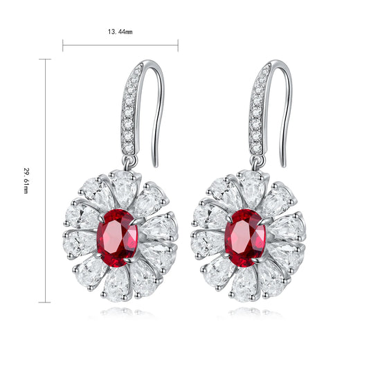Gemfiori Anster High Quality S925 Lab Grown Ruby Earring Stud Dainty Gemstone Stud Earrings for Women Daily Wear Gift