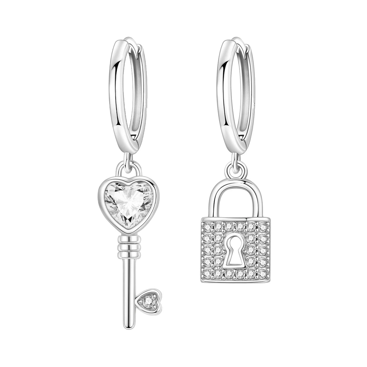 REDheart Fashion Love Heart Copper Silver Plated Drop Earrings Colorful Heart Shape Zircon Hoop Earrings Fine Jewelry for Women