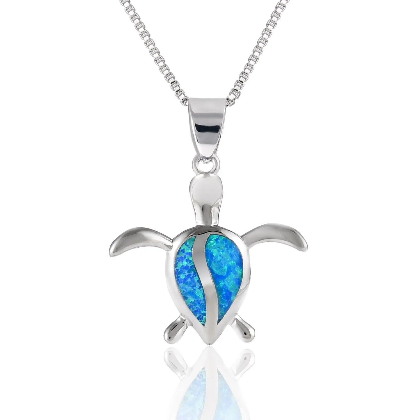 Aobao Vintage Opal Gemstone Pendant Necklace Silver Plated Copper Alloy Box Chain Women's Jewelry