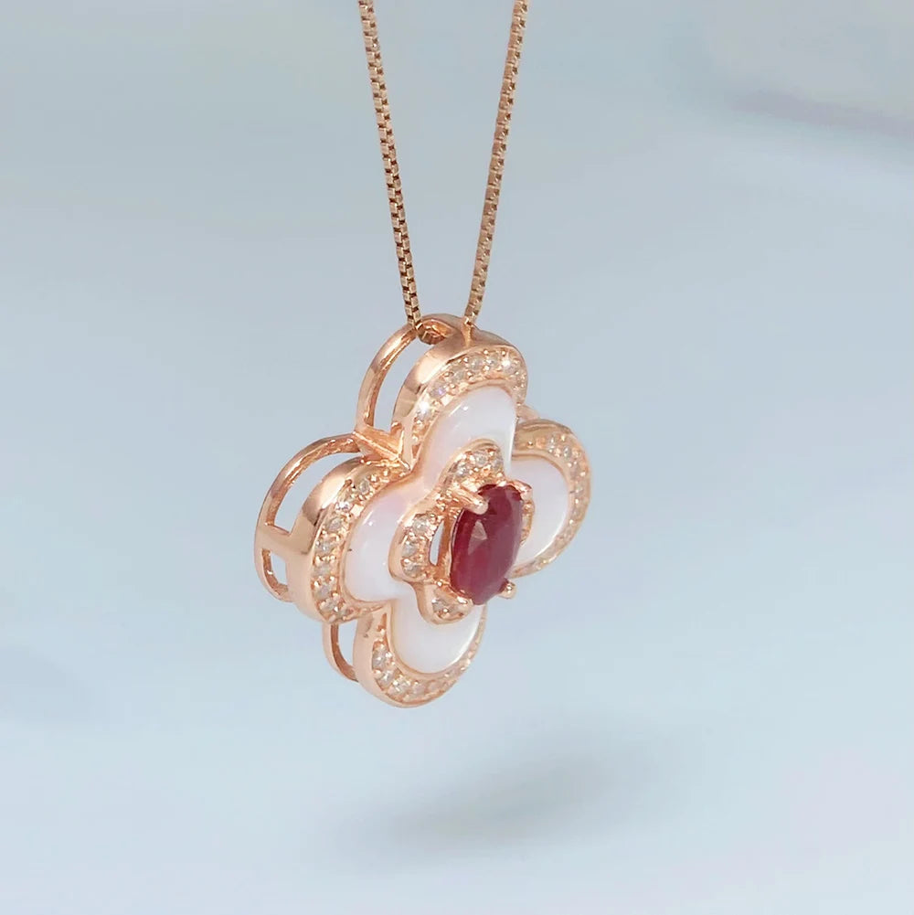 Gioiellieri Luxury Natural Ruby Pendant S925 Sterling Silver Necklace for Women Fine Jewelry Anniversary Wedding Gift July Birthstone Red