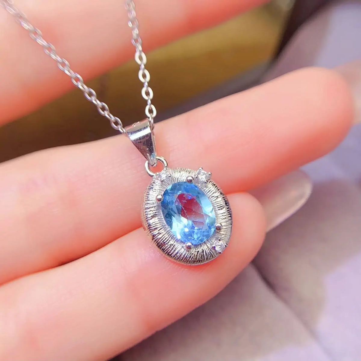 Gioiellieri Sterling 925 Silver Rhodium Plated Natural Topaz Luxury Trendy Custom Indian Birthstone Jewelry Pendant for Women