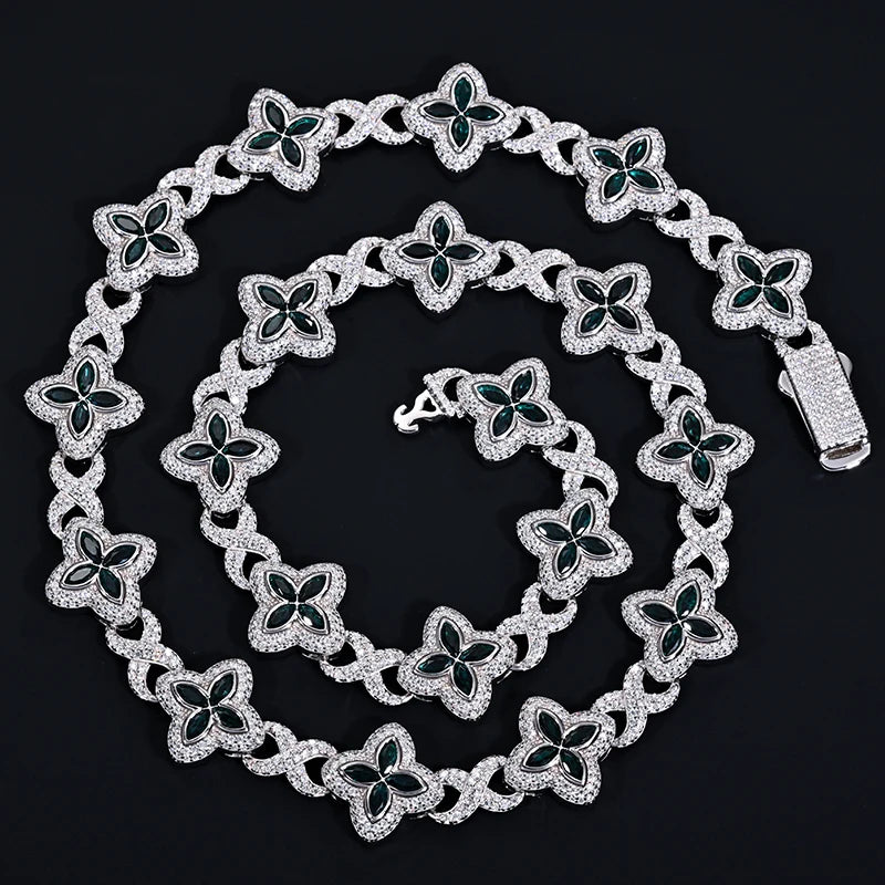Custom Iced Out 16mm 925 Sterling Silver Moissanite Necklace GRA Hip Hop Pave Setting Infinity Clover Cuban Link Chain Jewelry