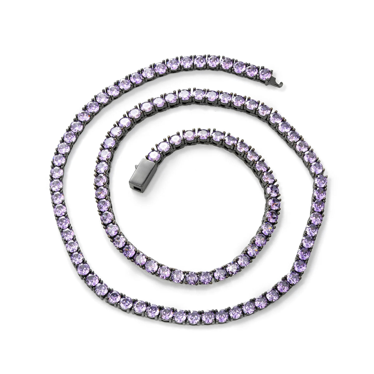 S&S 4mm Iced Out CZ Tennis Chain Necklace — Coloured Zircon | Gold, Silver & Black | S&S Collection