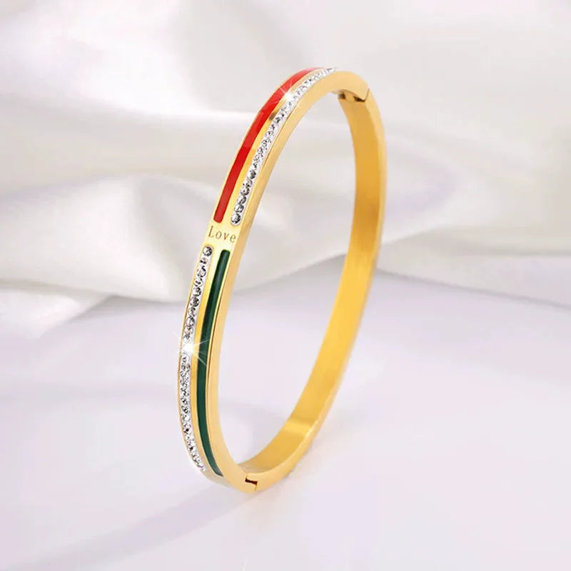 REBEL Stainless Inoxydable Stainless Steel 18K Gold Plated Roman Women Fashion Jewelry Bracelets Bangles