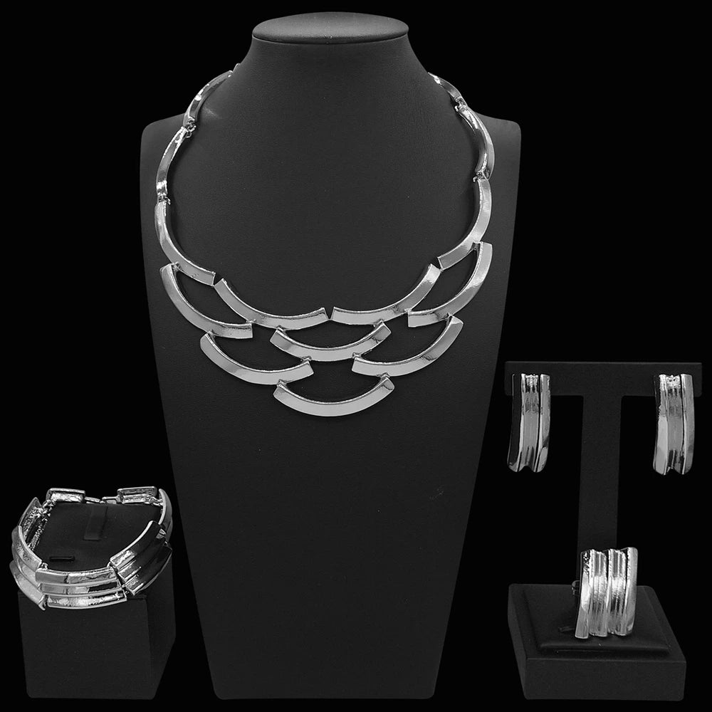 Zhuerrui Dubai Luxury Gold Plated Jewelry Set for Women 4Pcs Twisted Chain African Bridal Wedding Party Jewelry Gifts I00023