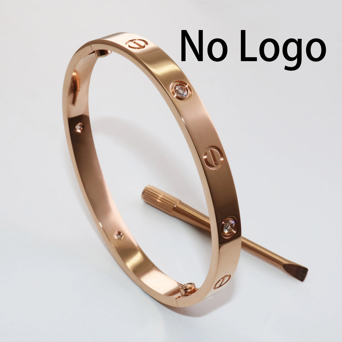 S&S Fashion Zircon Brand Screwdriver Screw Love 316L Stainless Steel 18K Gold Plated Bangle Bracelets for Women and Men
