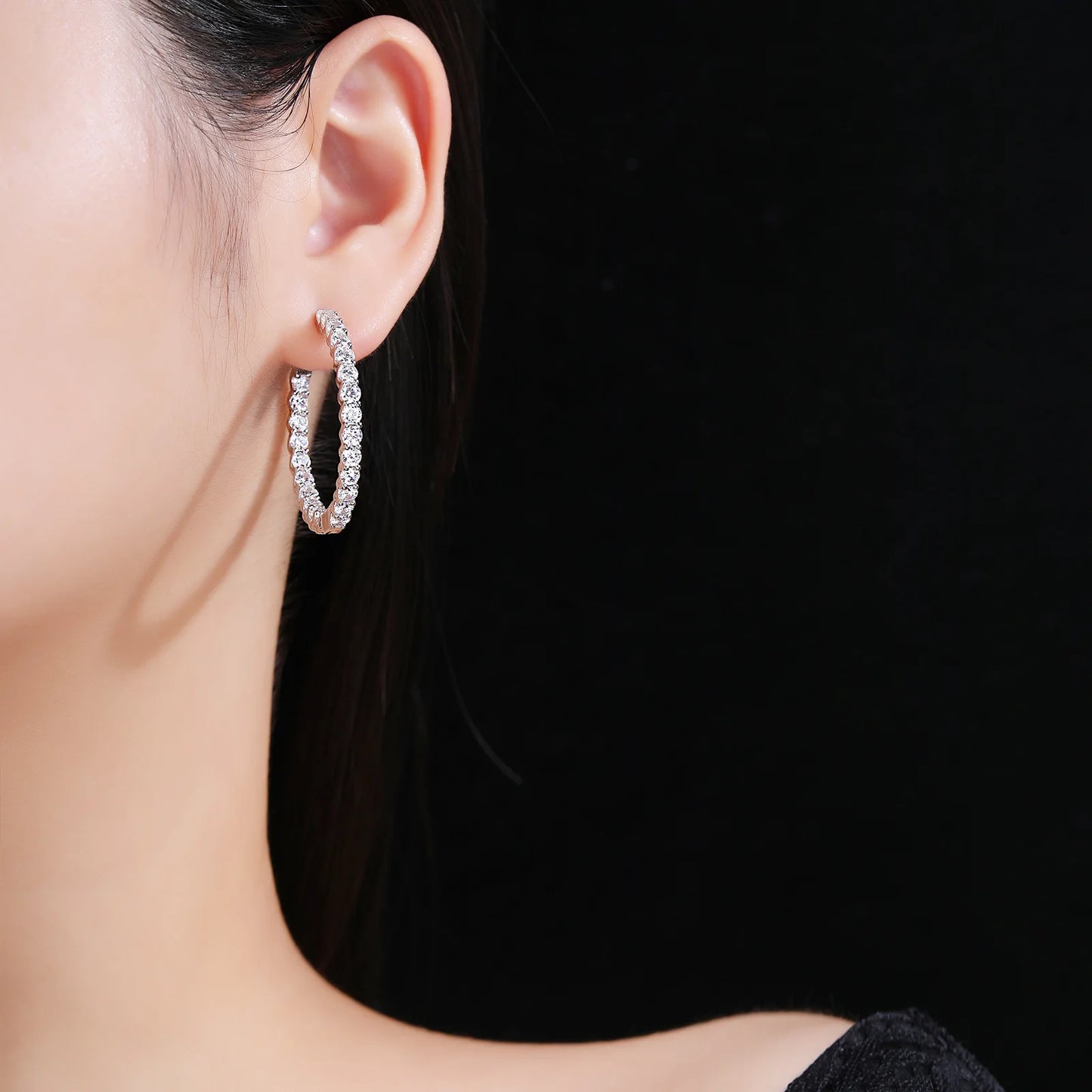 MUSHAN Jewelry Factory Large Circle Earrings Pure Silver Earrings Cross Border Bestsellers Set With High Carbon Diamonds