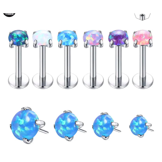 G23 Titanium Threadless Labret Monore Claw Opal Tragus Helix Stud Earrings Push-in Lip Cartilage Jewelry Children's