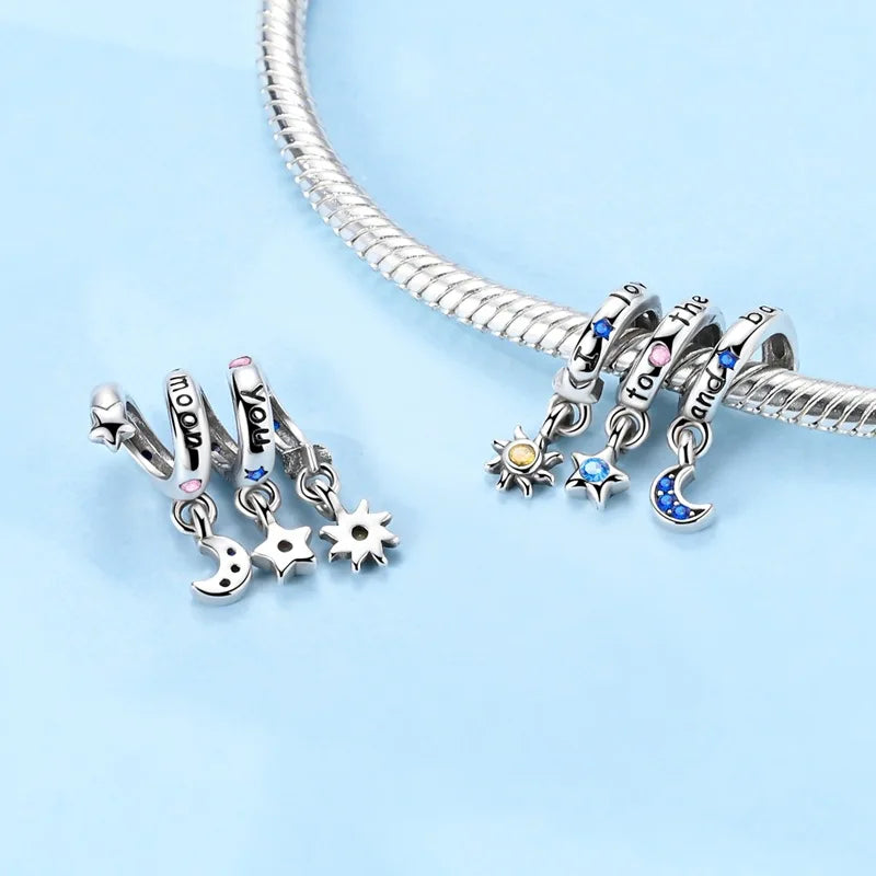 REDheart Original S925 Sterling Silver Cross Charm Celtic Knot Crystal Star Bead Pendant DIY Jewelry Bracelet Accessories
