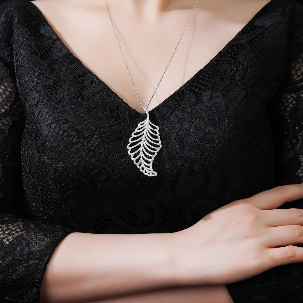 MUSHAN S925 Sterling Silver Luxury Engagement Pendant Necklace with High Carbon Diamond Rhodium Plated Women's Jewelry