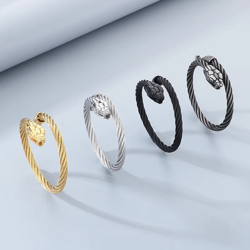 KALEN Fashion Unisex Stainless Steel Bracelets Bangles With Snake Head Charm