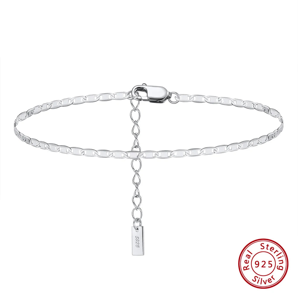 RINNTIN 14K Gold Color Adjustable Link Bracelet Anklet for Women Beach Foot Jewelry 925 Sterling Silver Leg Cuban Chain Anklets