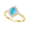 ArtistA Abiding Classic Design 925 Silver Yellow Gold Plated Turquoise Rings Stacking Synthetic Gemstone Turquoise Ring in Stock