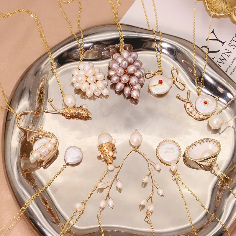 925 Sterling Silver Choker Necklace Natural Freshwater Pearl Flower  Pendant Necklace for Women Fashion Jewelry