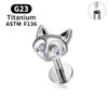 G23 Titanium Triangle Heart Fox Tragus Cartilage Helix Daith Piercing Stud Earrings for Women 16G CZ Ear Stud Pierc Body Jewelry