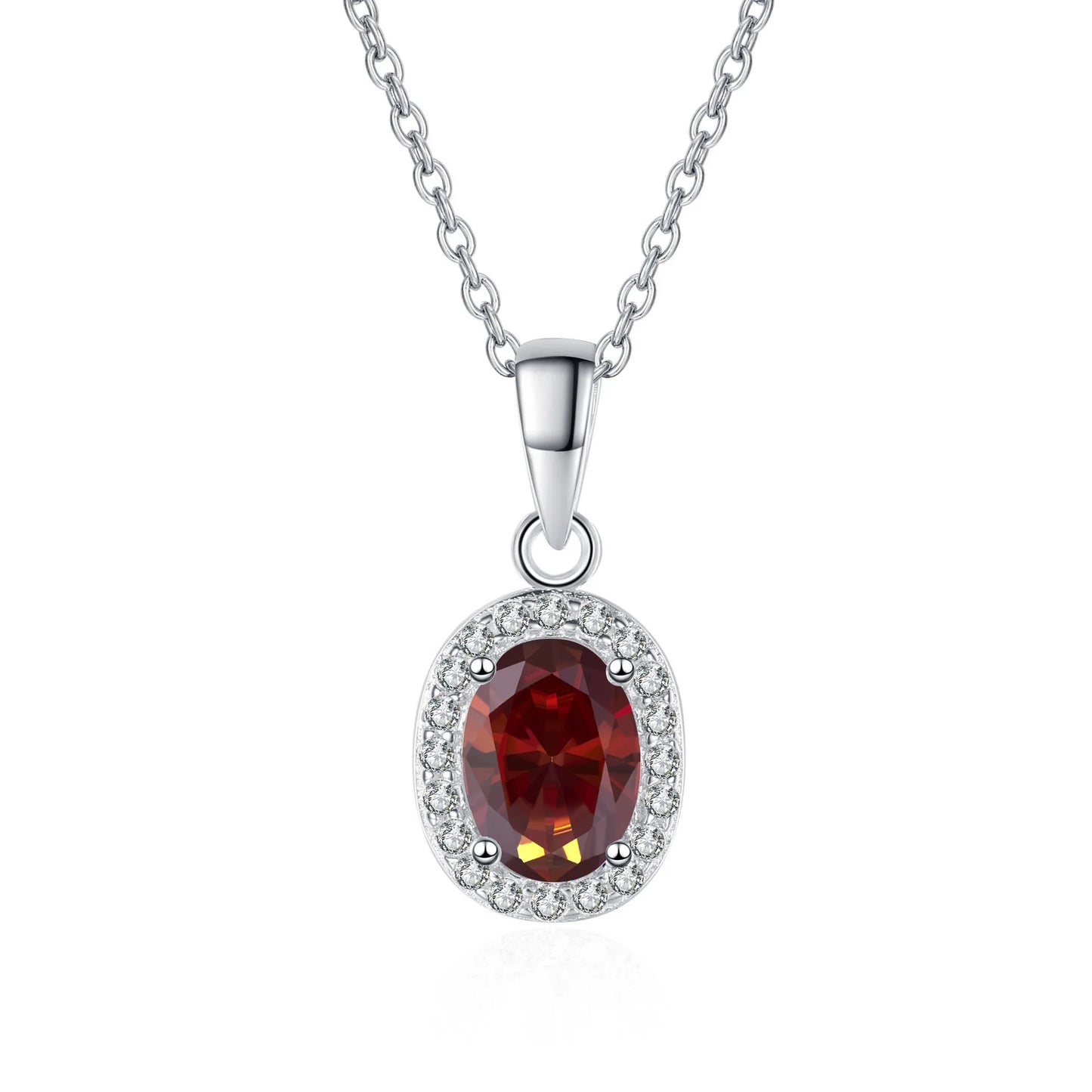 Fine Jewelry 925 Sterling Silver Bezel Set Oval Cut 3 Carat Colorful Moissanite Diamond Halo Pendant Necklaces Women
