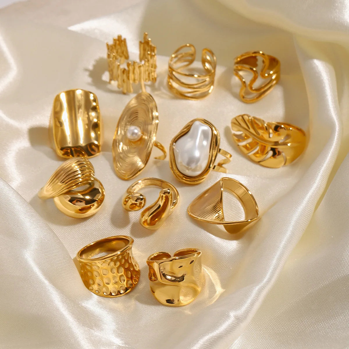 S&S Special-Shaped Natural Stone Ring | 18K Gold Plated | S&S
