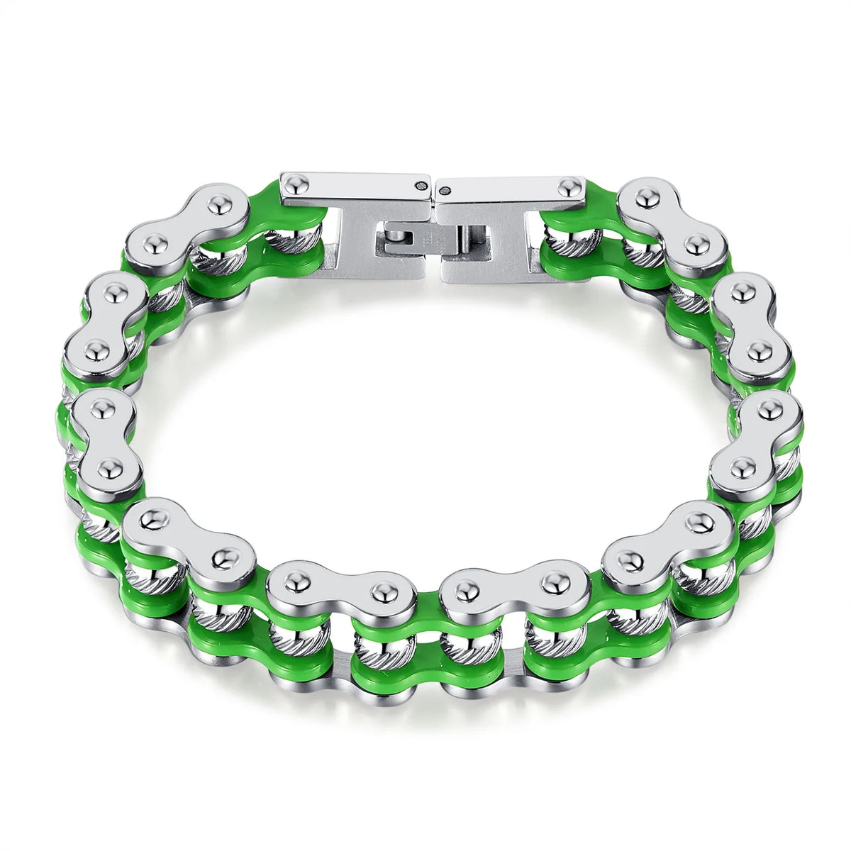 FASHIONISTA Charms Hip Hop Exquisite Enamel Color Plated Stainless Steel Bicycle Chain Men Bracelet European and American Creative Jewelry