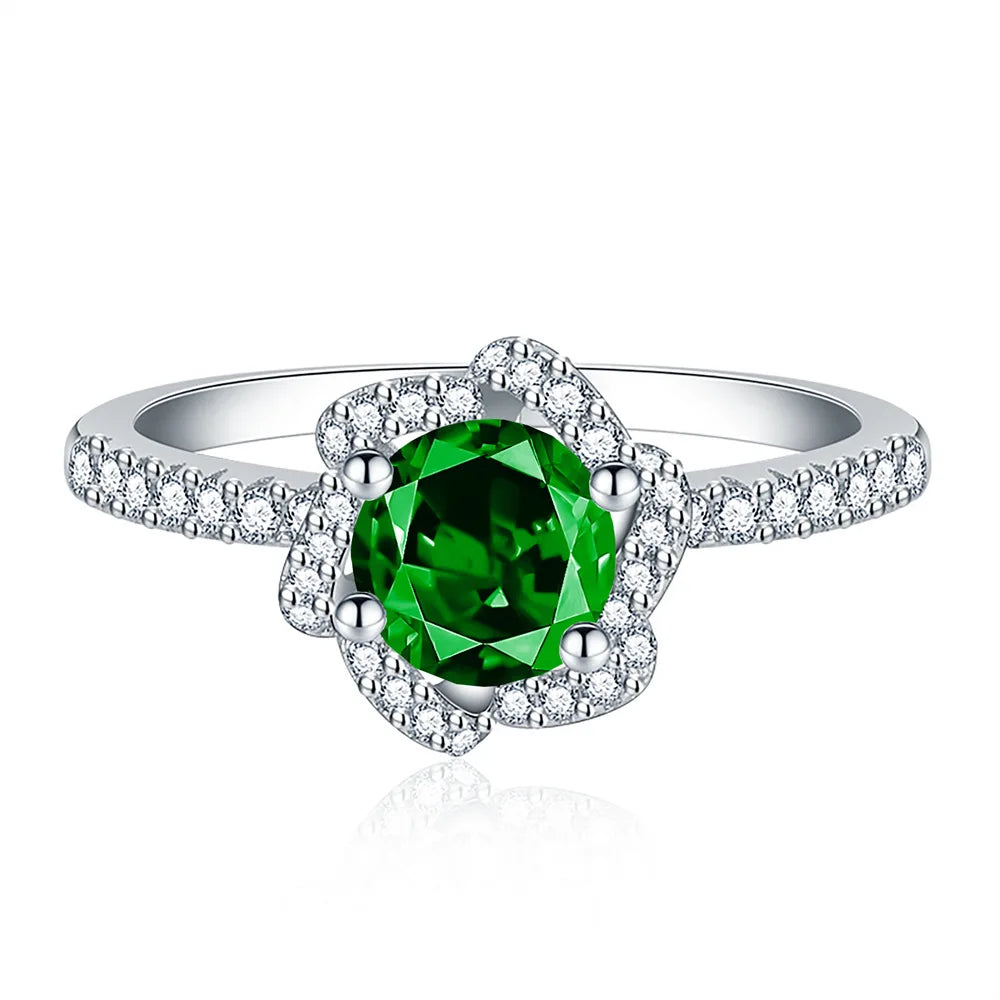SILVERELLI Camellia 925 Silver Ring | Colourful Zircon Treasure Ring for Women