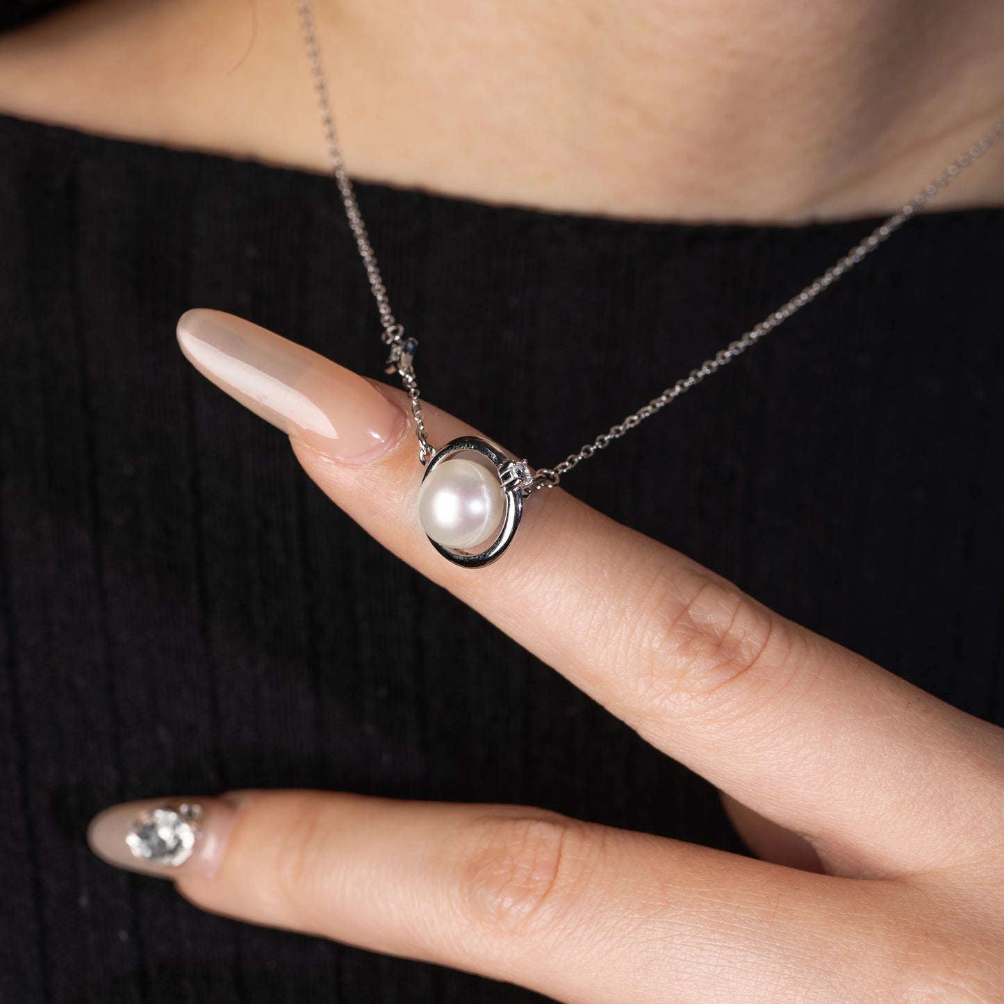 Akoya Pearl 7-8MM Unique Design Jewelry Necklace AAAAA Natural Seawater Round Pearl Necklace 925 Silver Jewelry Fashion Necklace