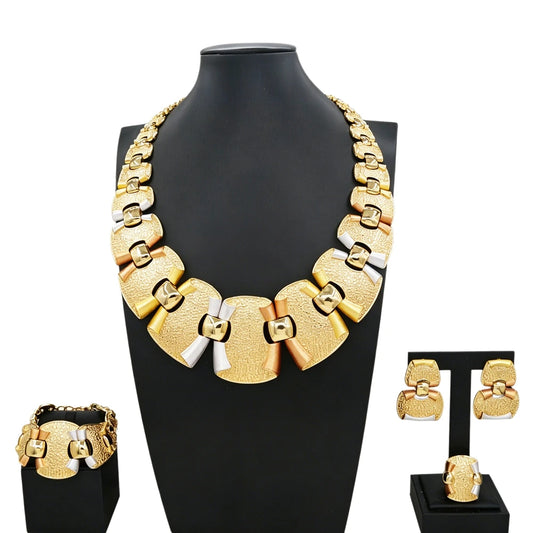 Italian Jewelry Set Alloy Brazilian Jewelry Sets Wedding Party Pendant Necklace Bracelet Ring Earrings Jewelry Set  I0151