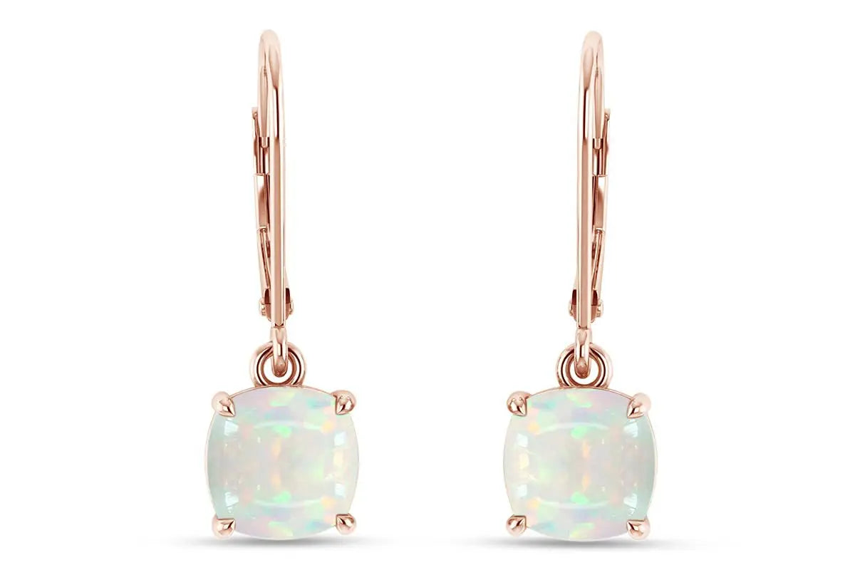 Bestselling Brass Rose Gold Square Opal Silver Plated Pendant Earrings Bohemian Christian Style Dainty Single Stone Gift