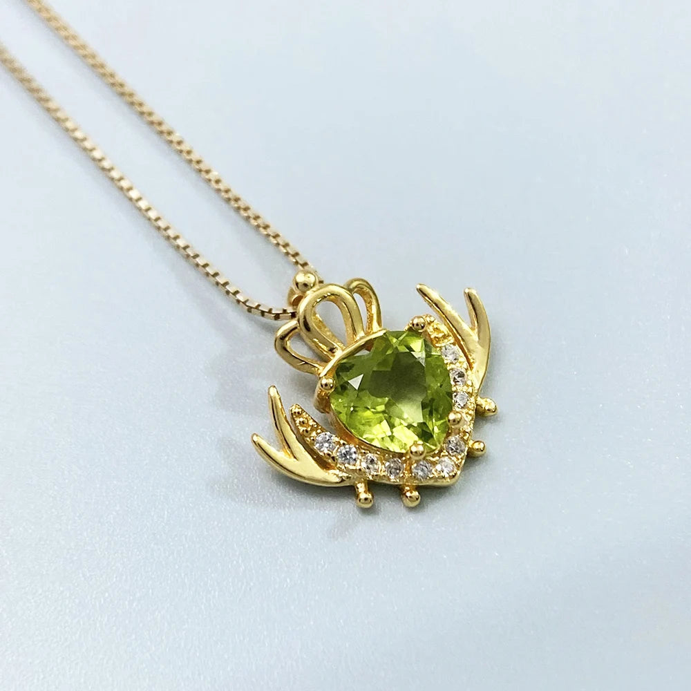 Gioiellieri Natural Green Peridot Pendant with S925 Sterling Silver for Women Elegant Gemstone Necklace Healing Energy Crystal Luxury