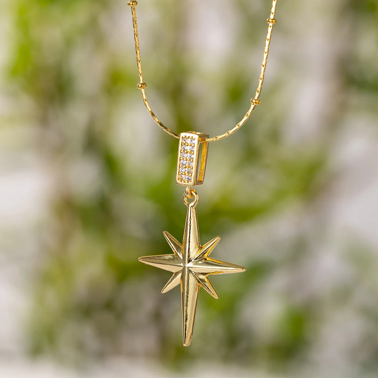 Polaris Copper Bamboo Necklace Women Non-fading Premium Feel Featuring Micro-paved Zircon Pendant Niche High-end Clavicle Design