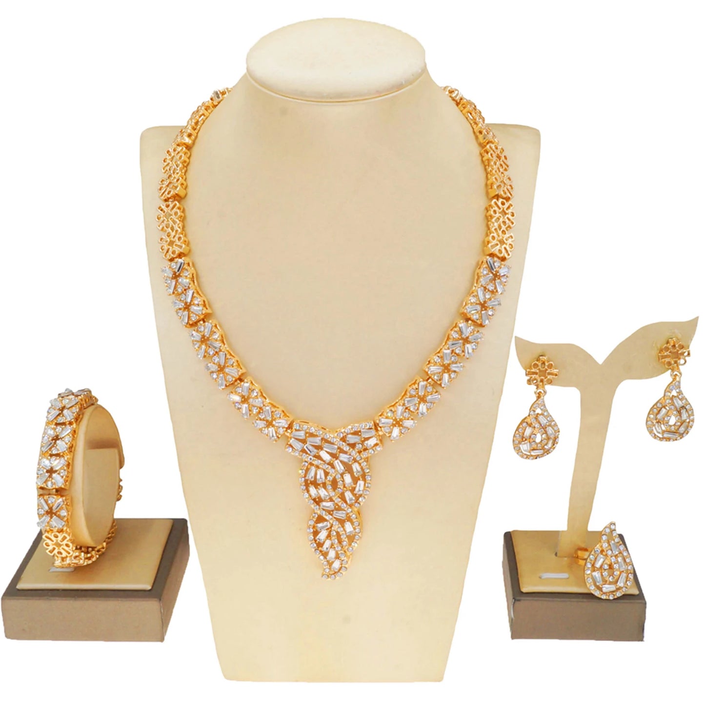 Zhuerrui Factory Wedding Gold Jewelry Set Beautiful Silver Diamond Bead Jewelry Sets Simple Women's Festival Gift HZ23002110