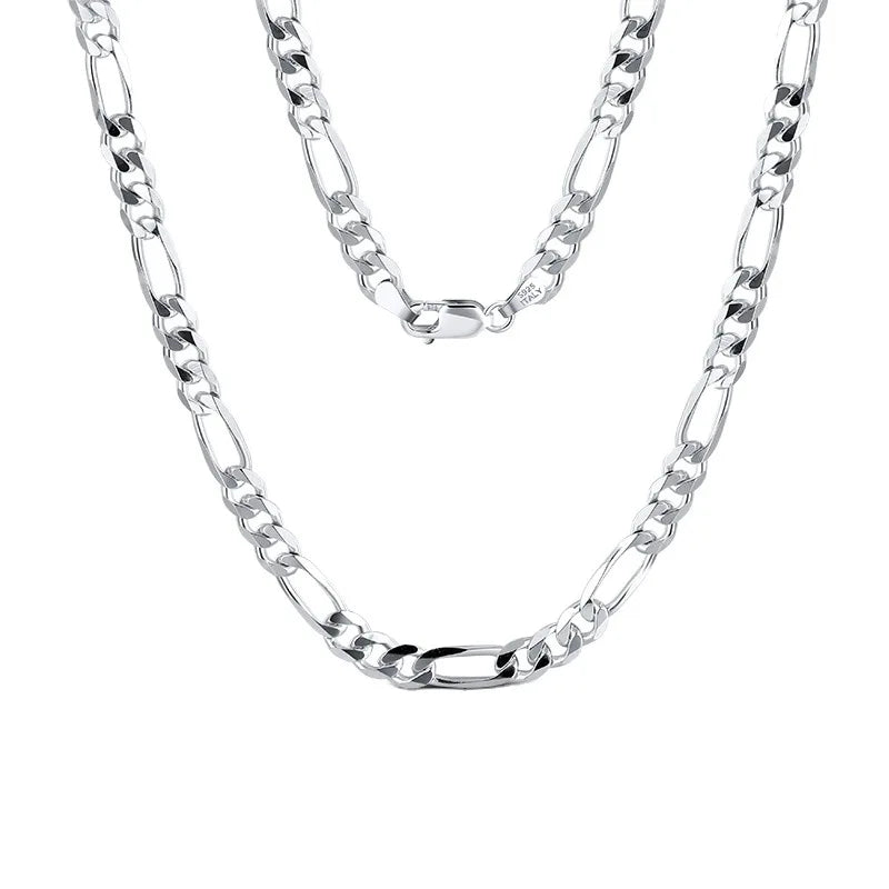 BiG-BOSS 2026 Trendy Style Hot New 3.3mm 925 Sterling Silver Figaro Chain Necklace Diamond Cut Link Chain for Women and Men
