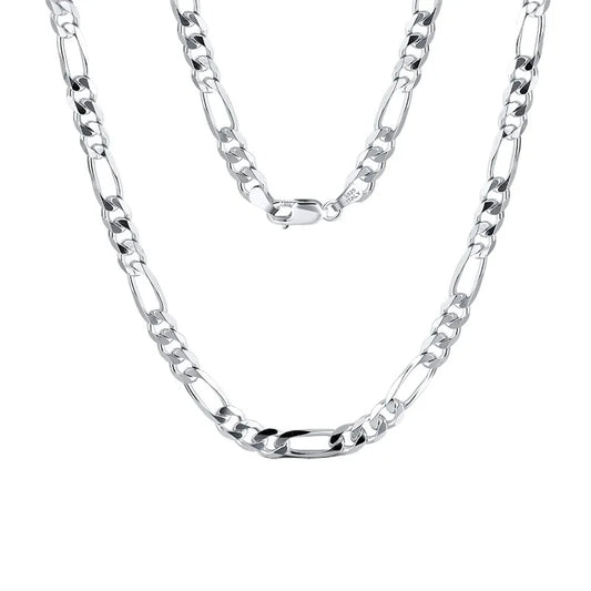 BiG-BOSS 2026 Trendy Style Hot New 3.3mm 925 Sterling Silver Figaro Chain Necklace Diamond Cut Link Chain for Women and Men