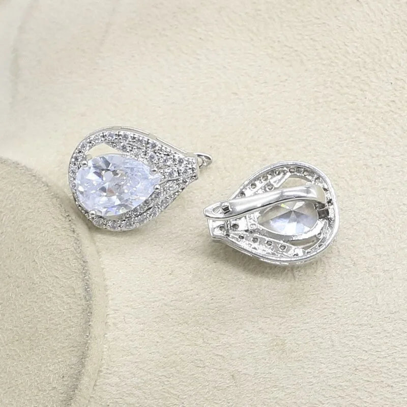XOTICA Silver Bridal Wedding Jewelry Sets for Women for Gift Featuring Zircon Hoop Earrings Necklace Ring Pendant Bracelets