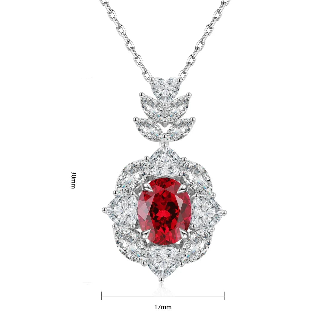 Gemfiori Anster 925 Sterling Silver High-quality Cultivated Ruby Necklace - Suitable for Parties or As a Gift