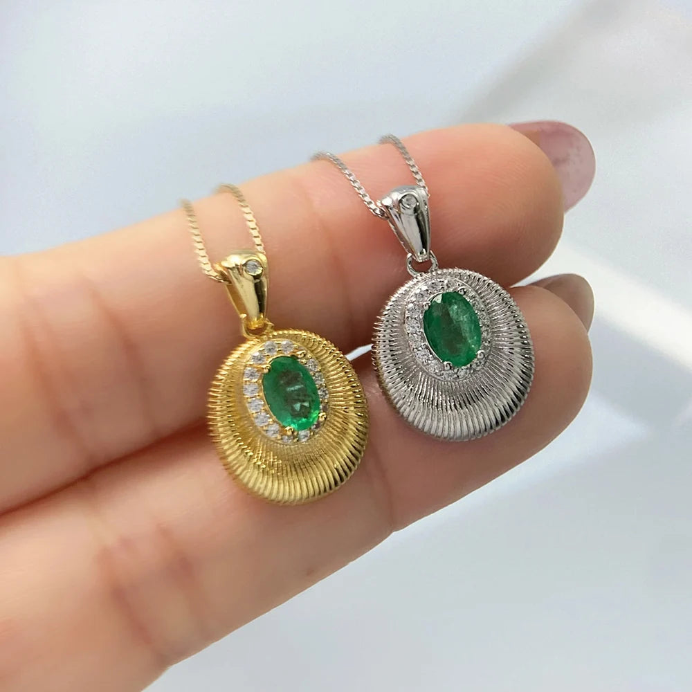 Gioiellieri Real Emerald Pendant Necklace with Natural Green Gemstone 925 Sterling Silver for Women May Birthstone Fine Jewelry Fashion Gift
