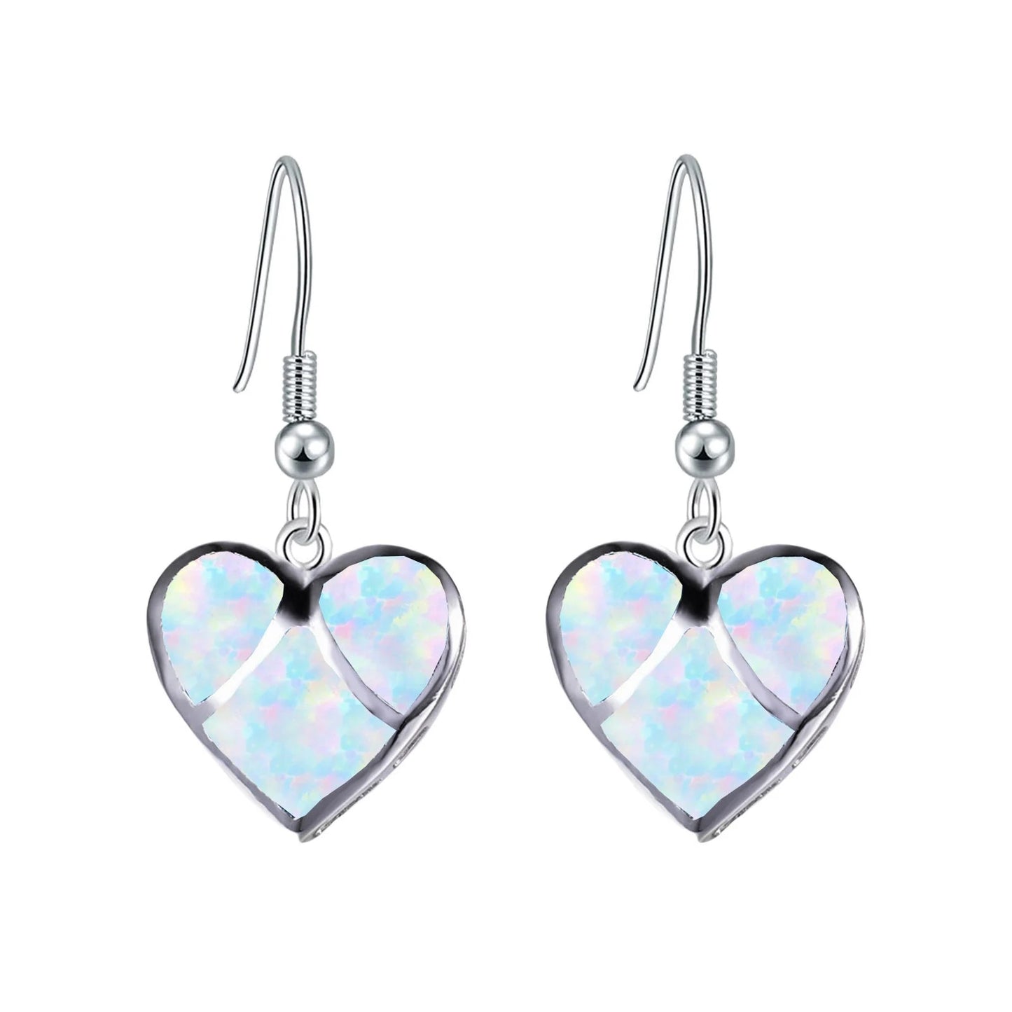 Aobao TikTok Viral Opal Heart Earrings | Purple Crystal Accent Silver Plated Women's Engagement Jewelry-Trendy Bulk