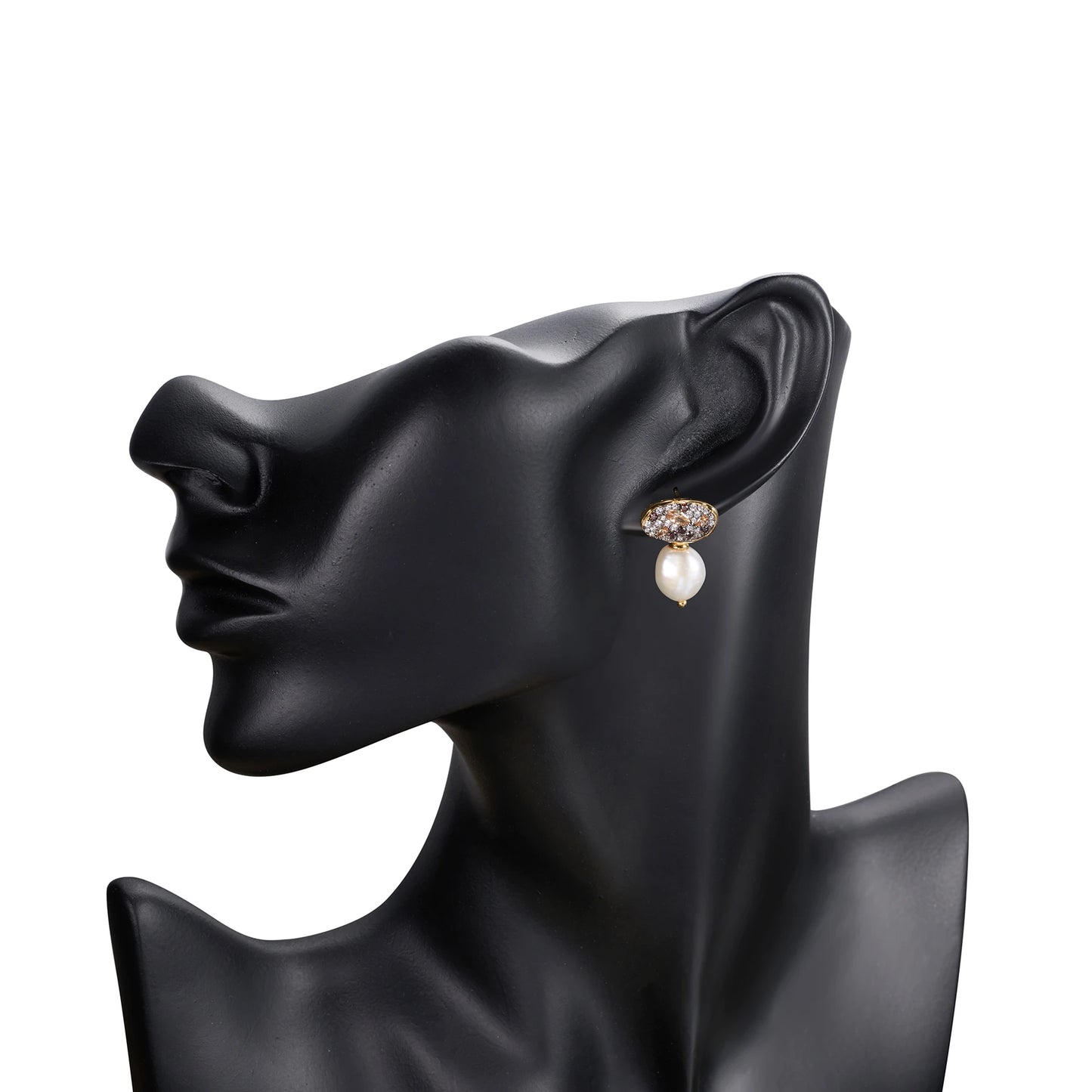 2023 Fashion Jewelry 18K Gold Plated 925 Sterling Silver Women's Baroque Freshwater Pearl Pendant Earrings-Gift