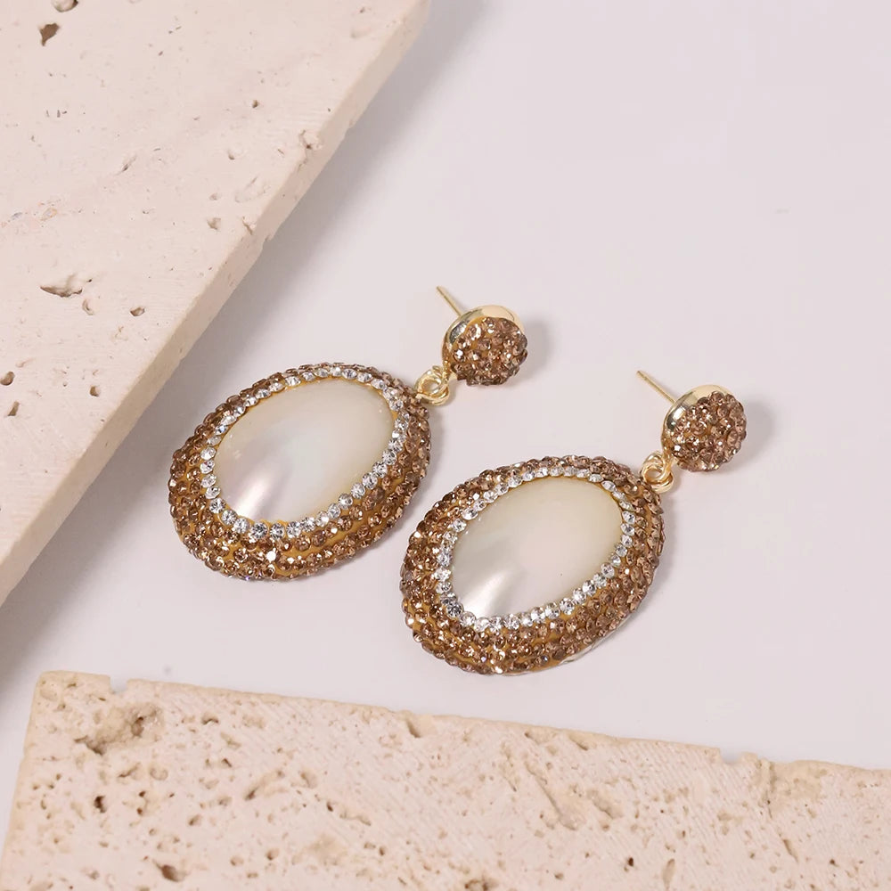 Natural Freshwater Pearls Multi Color Mud Inlaid Earrings Sparkling Zircon Embellishments Earrings Wedding Gifts for Women