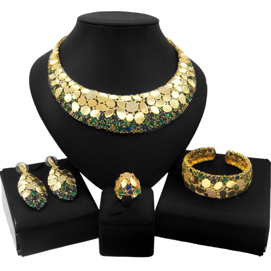 Zhuerrui Fashion Necklace Jewelry Set Brazil 24K Gold Ladies Wedding Jewelry High Quality Italian Custom Jewelry Set HZ210901163