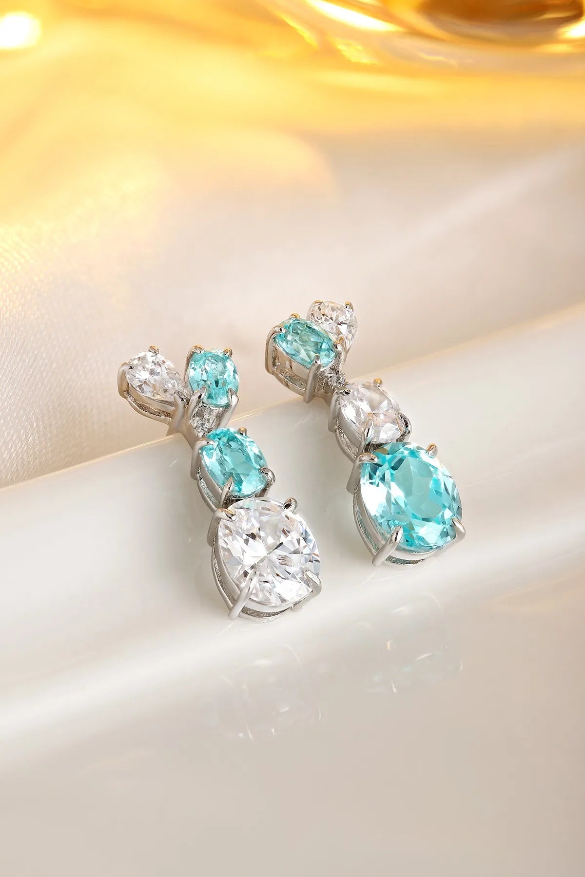 Gemfiori Anster High Quality S925 Lab Grown Paraiba Earring Stud Dainty Gemstone Stud Earrings for Women Daily Wear Gift