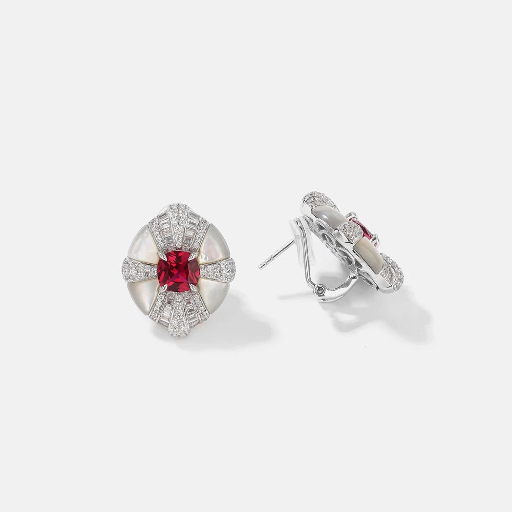 MUSHAN Jewelry Factory Mother of Pearl S925 Sterling Silver Stud Earrings With Electroplated Gold High Carbon Diamond Jewelry