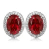 Gemfiori High Quality S925 Lab Grown Ruby Earring Stud Dainty Gemstone Stud Earrings for Women Daily Wear Gift