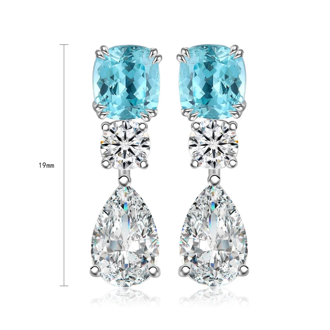 Gemfiori Anster High Quality S925 Lab Grown Paraiba Earring Stud Dainty Gemstone Stud Earrings for Women Daily Wear Gift