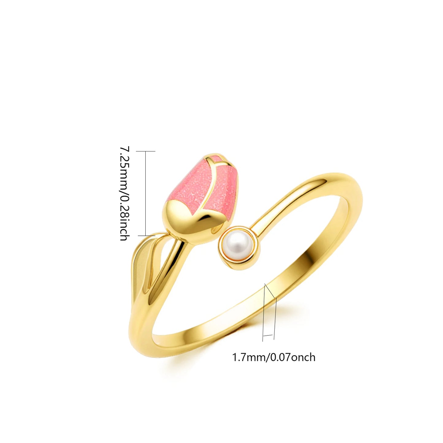 Hawaiian Tulip Coral Brass Modern Bohemian Design Women's Party Ring
